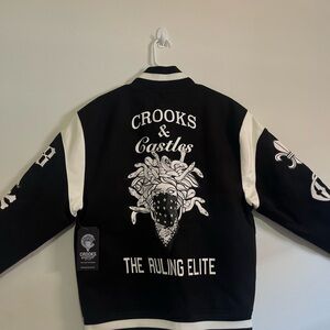 Crooks & Castles Letterman Varsity Jacket Black And White Men’s Sz L Msrp $250